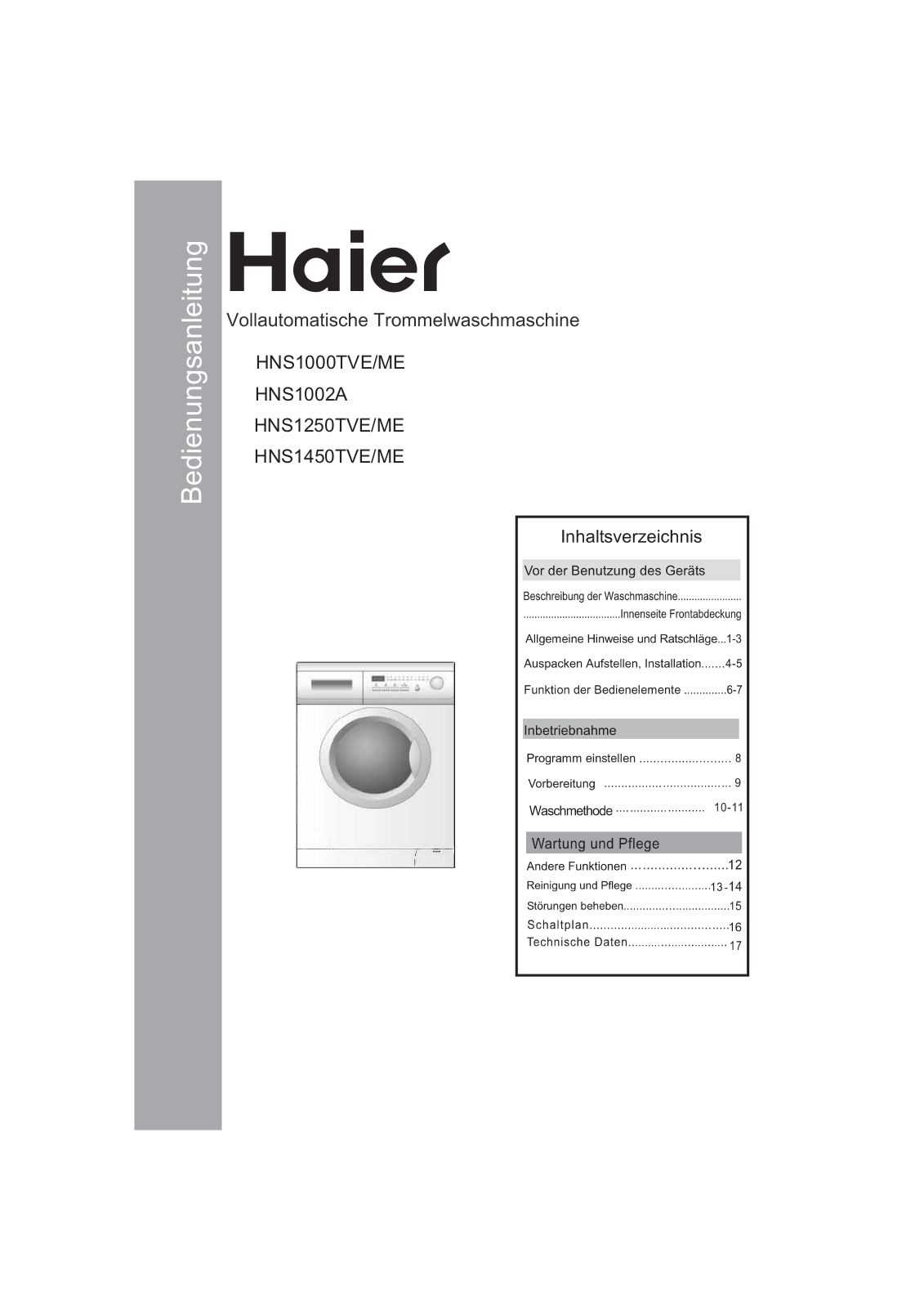 Haier HNS1000TVE-ME, HNS1002A, HNS1450TVE-ME, HNS1250TVE-ME User Manual