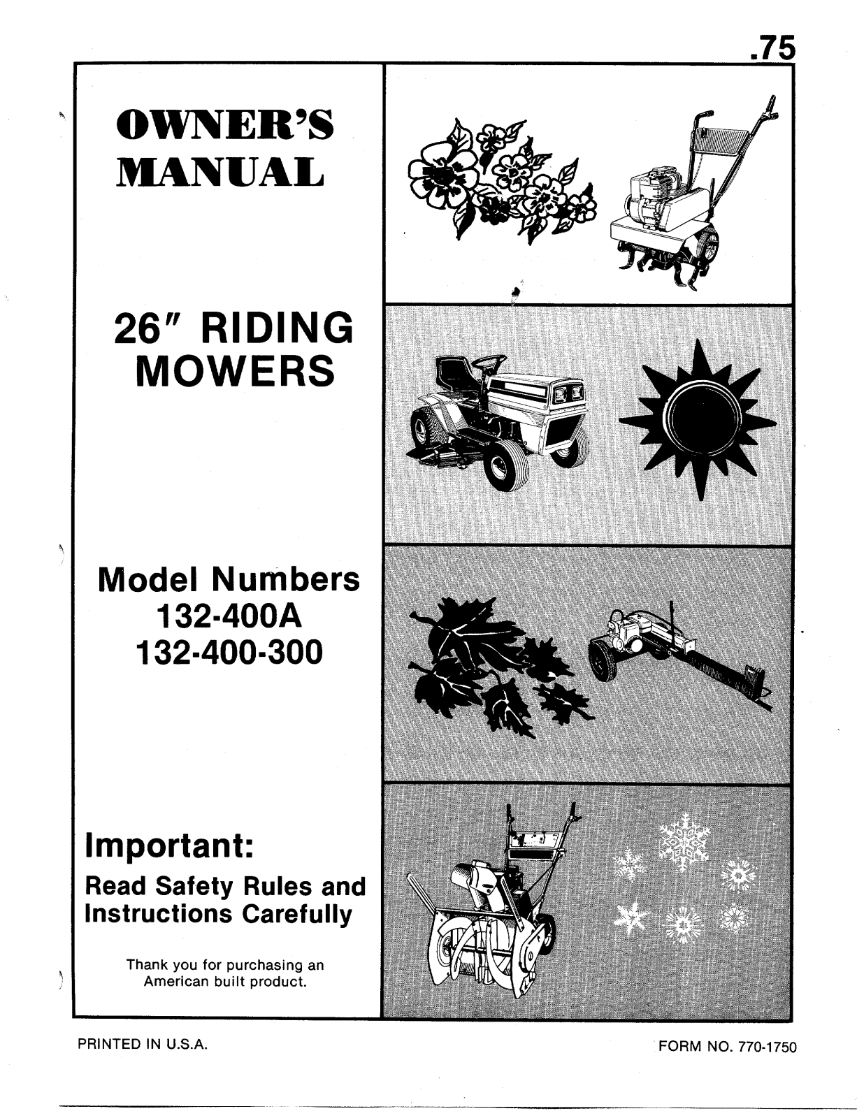 MTD 132-400A, 132-400-300 User Manual