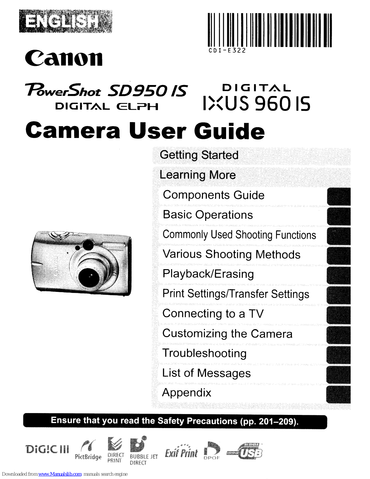 Canon PowerShot SD950 IS, 2083B001, 2083B004, IXUS 960 IS, DIGITAL ELPH User Manual