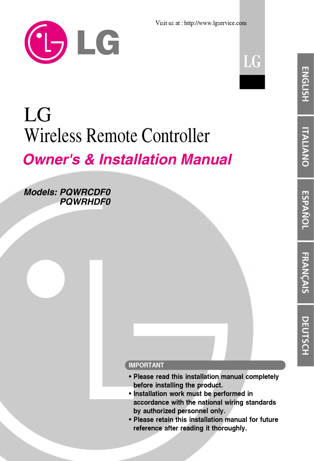 LG PQWRHDF0 User Manual