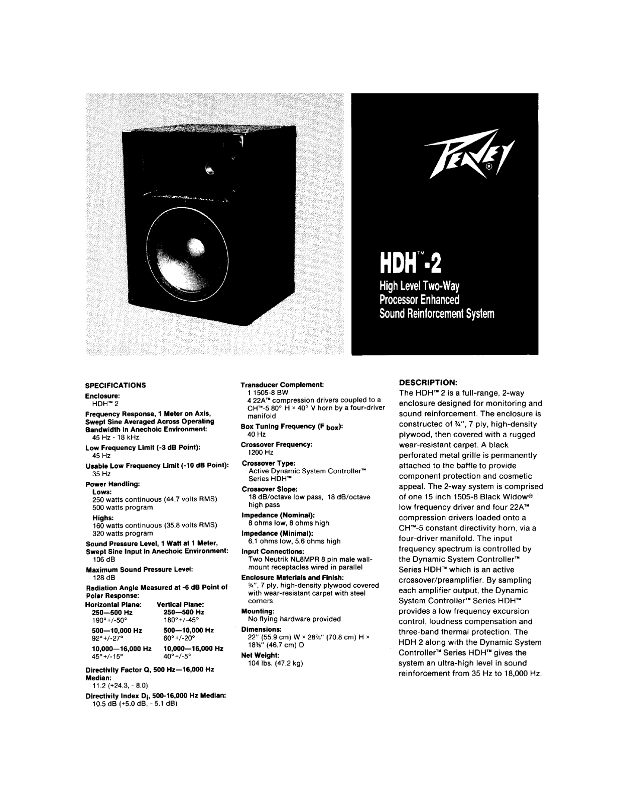 Peavey HDH-2 User Manual