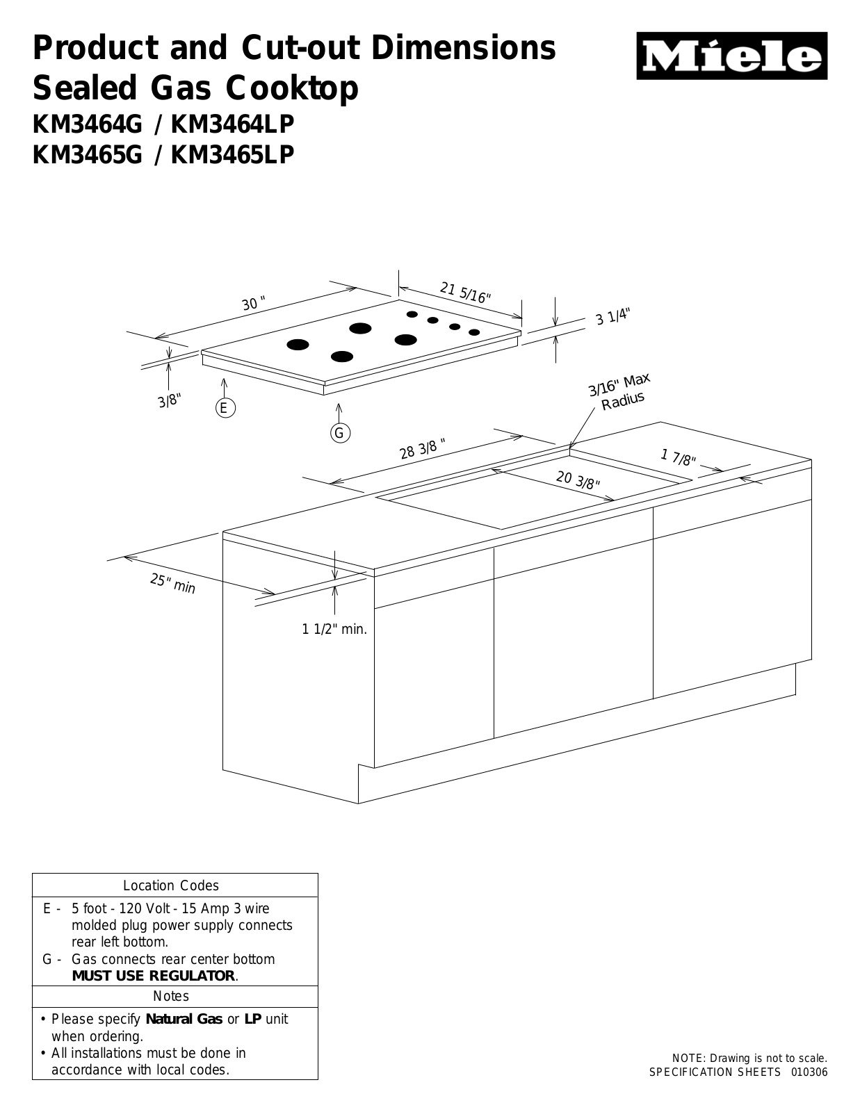 Miele KM3464LP, KM3465LP Specifications