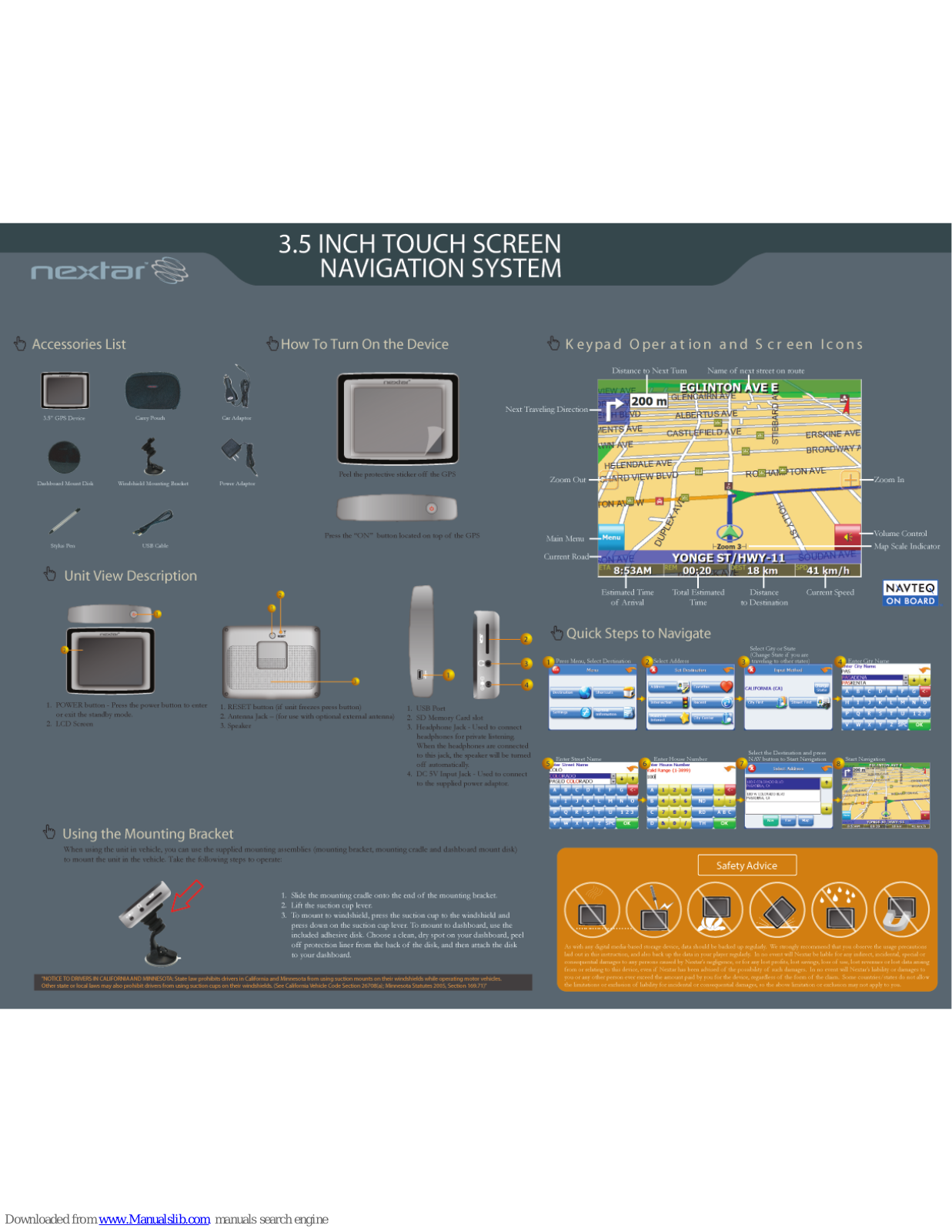 Nextar Touch Screen Navigation System, X3-RE, X3-02, X3 Brochure