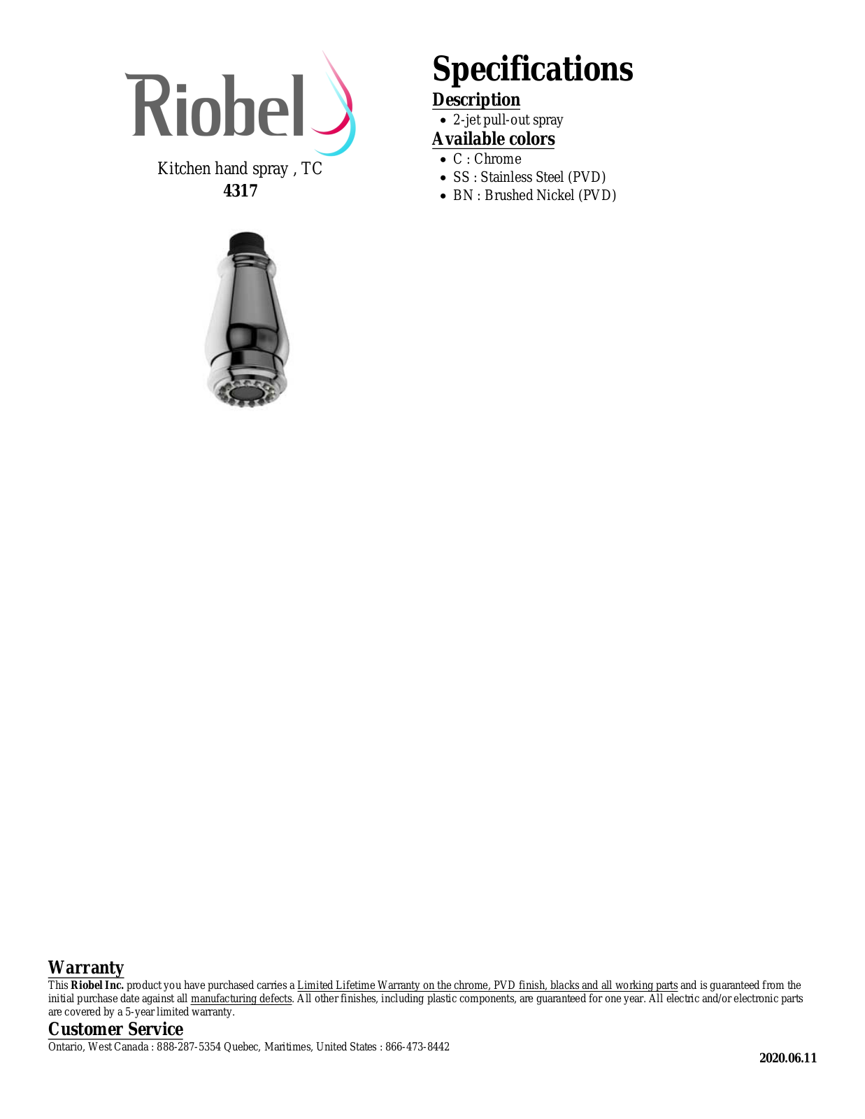 Riobel 4317BN Specifications - ManualMachine.com