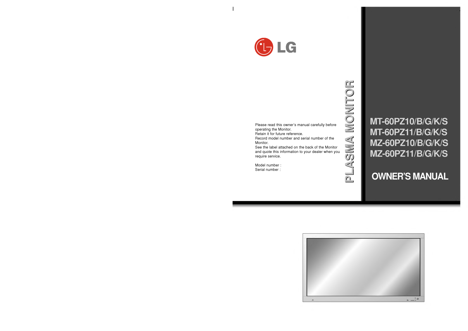 LG MZ-60PZ10 User Manual