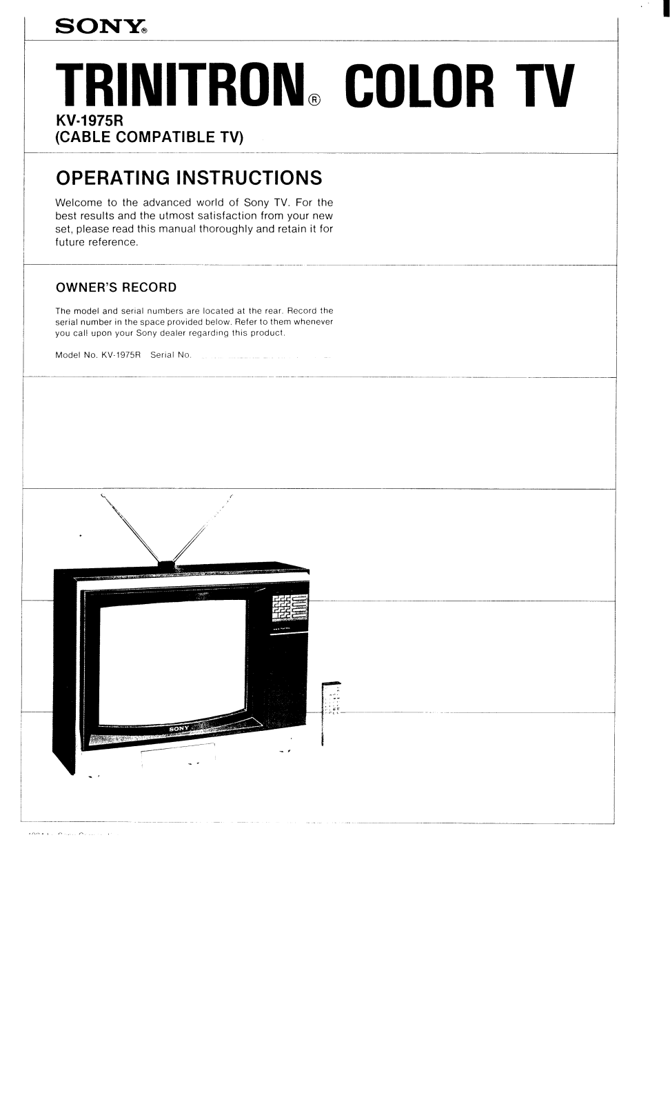 Sony KV-1975R Operating manual