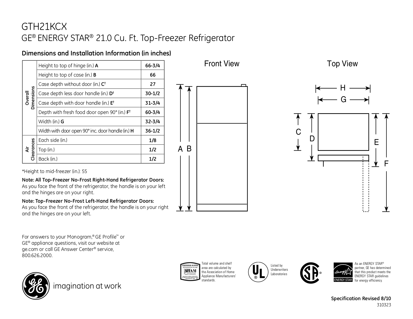 General Electric GTH21KCXCC User Manual