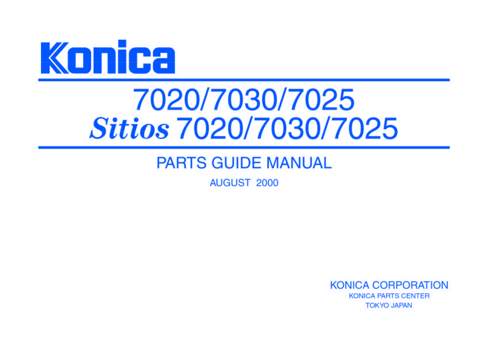 Konica 7020 GUIDE MANUAL