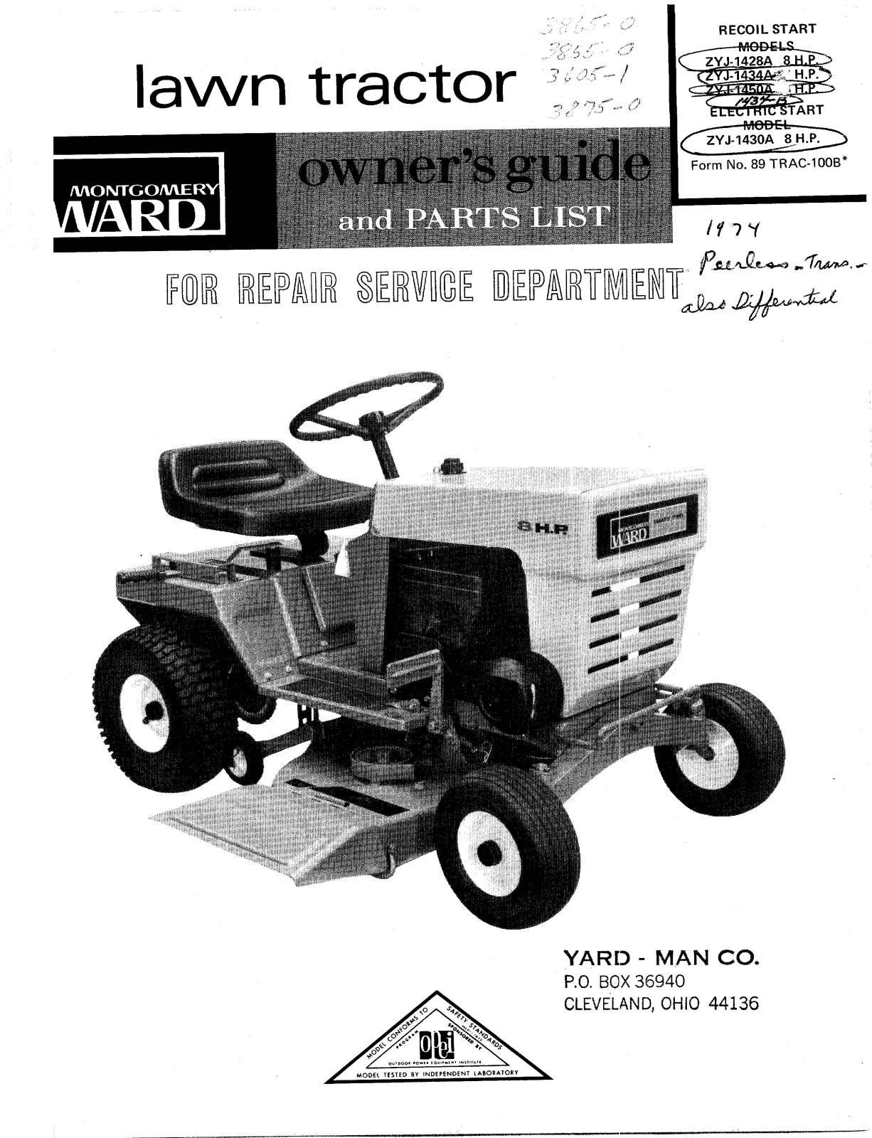 montgomery ward ZYJ1428A, ZYJ1450A, ZYJ1434A owners Manual