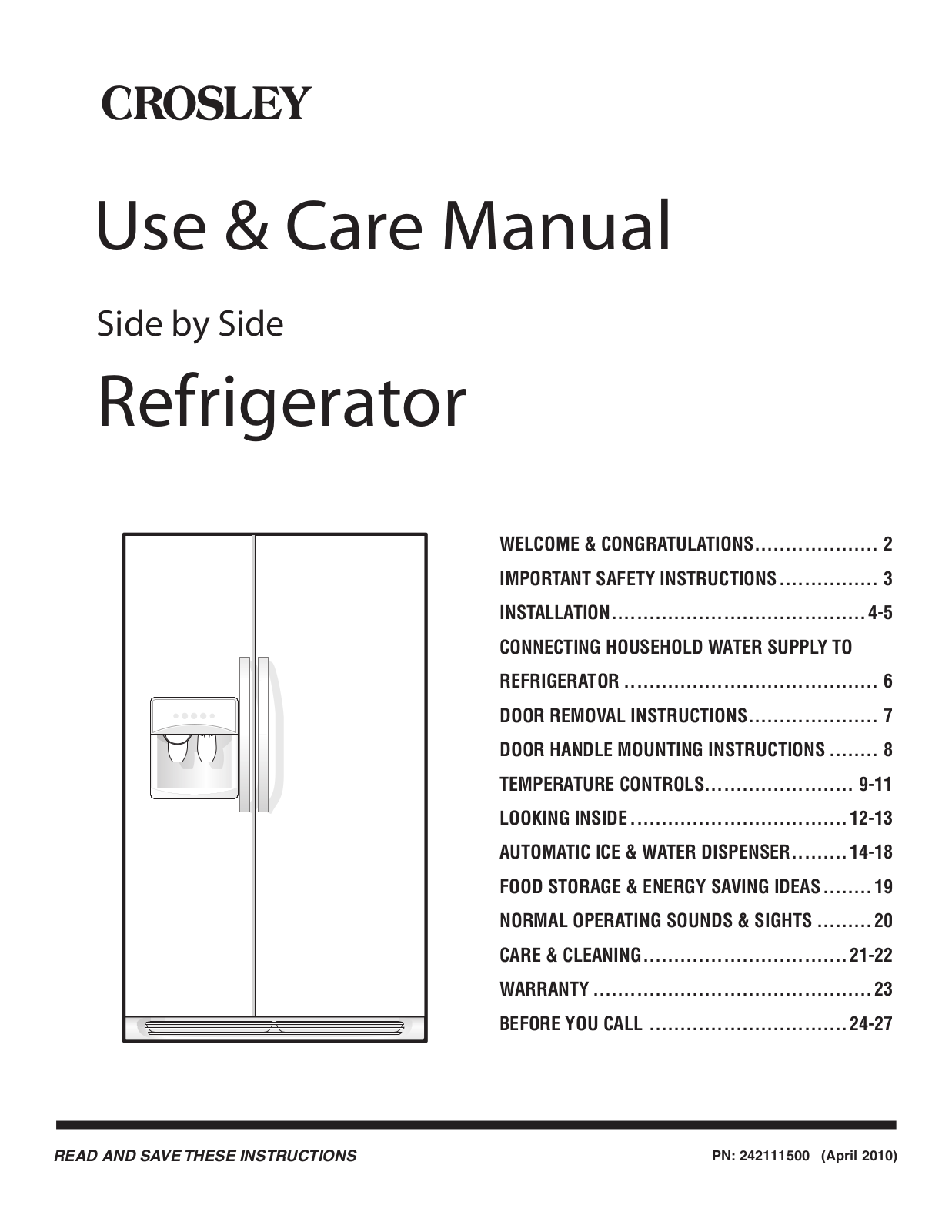 Crosley CRSH238MS Owner's Manual