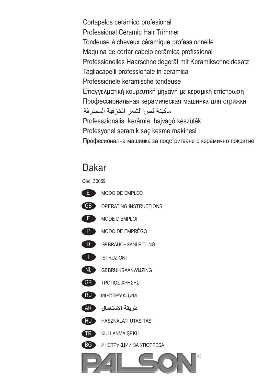 PALSON DAKAR User Manual