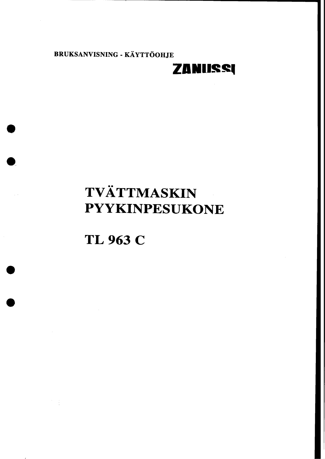 Zanussi TL963C User Manual