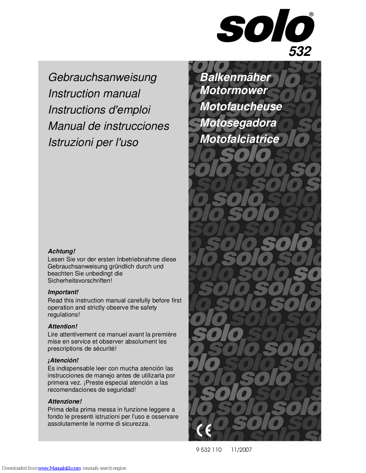 Solo 532 Instruction Manual