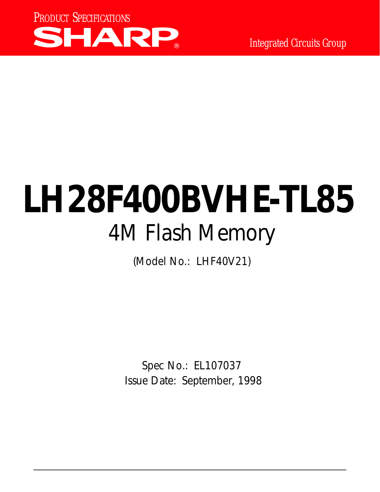 Sharp LH28F400BVHE-TL85 Datasheet