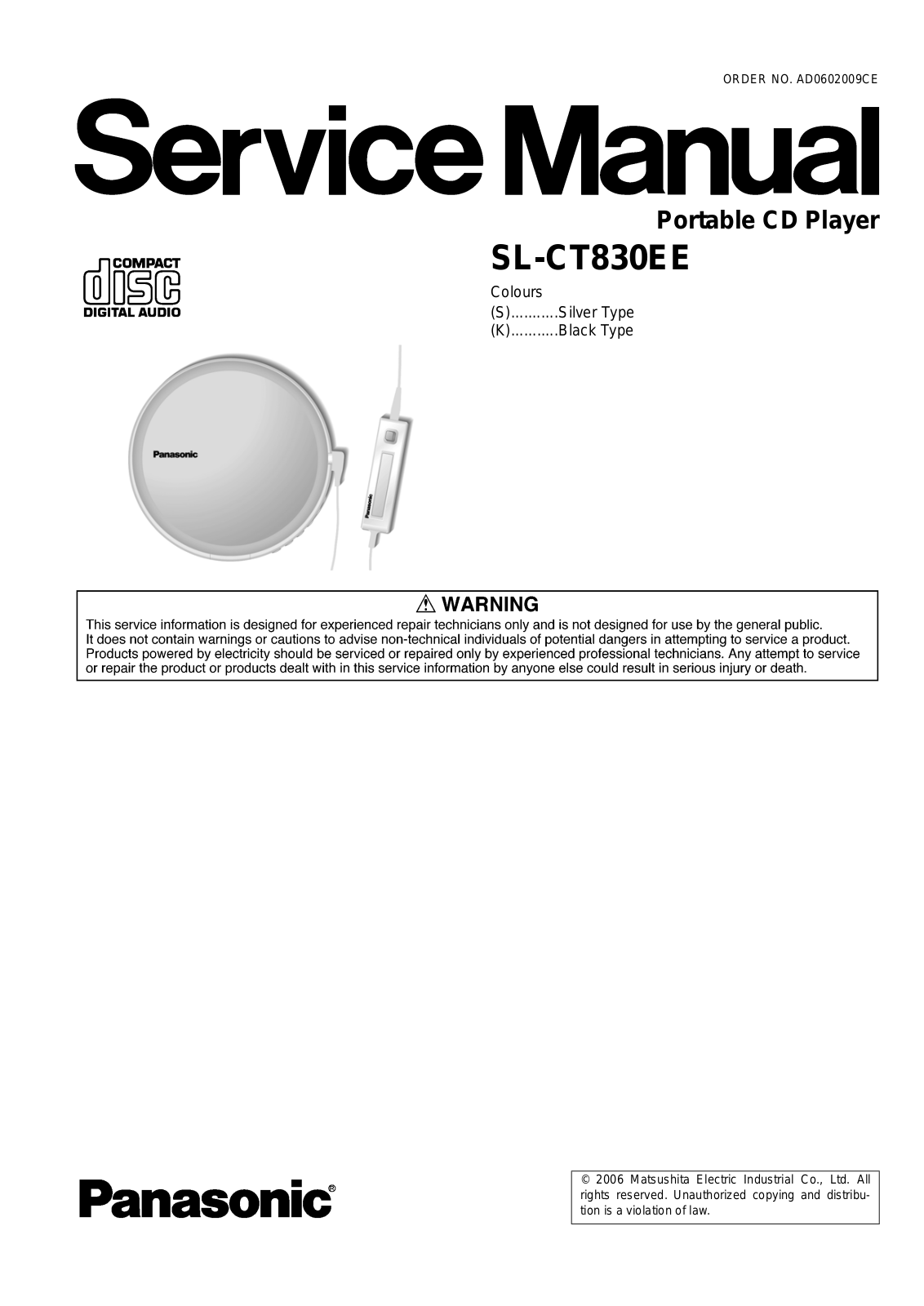 Panasonic SLCT-830-EE Service manual