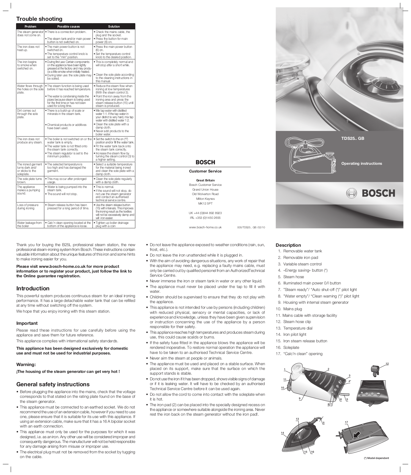 Bosch TDS2511GB, TDS2530GB User Manual