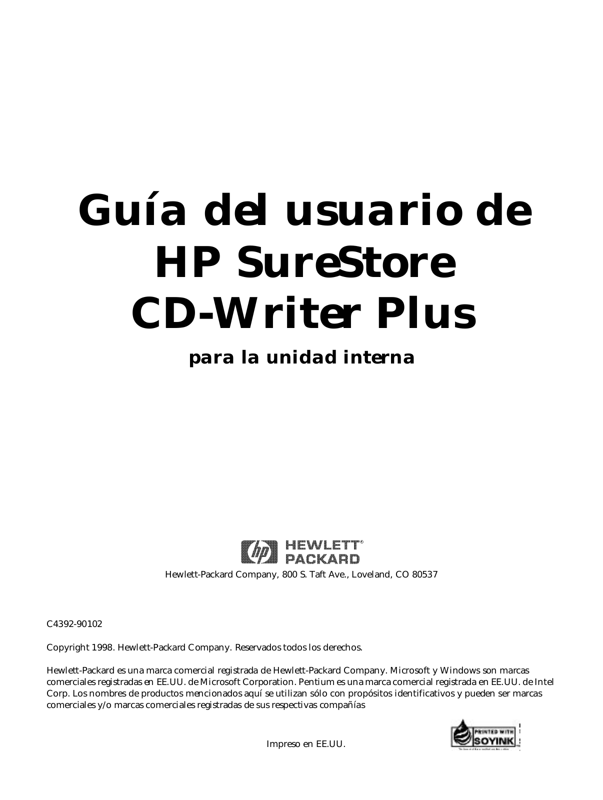 Hp CD-WRITER 8100 User Manual