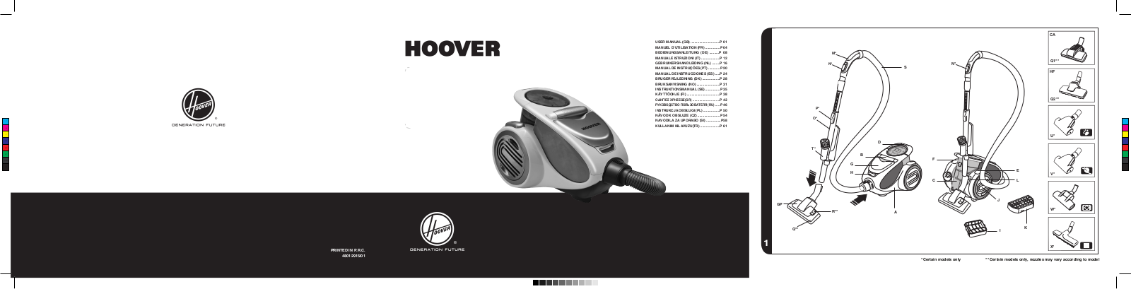 Hoover XP81.XP15011 operation manual
