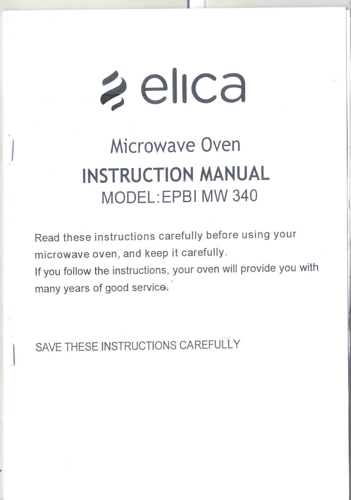 Elica MW 340 User Manual