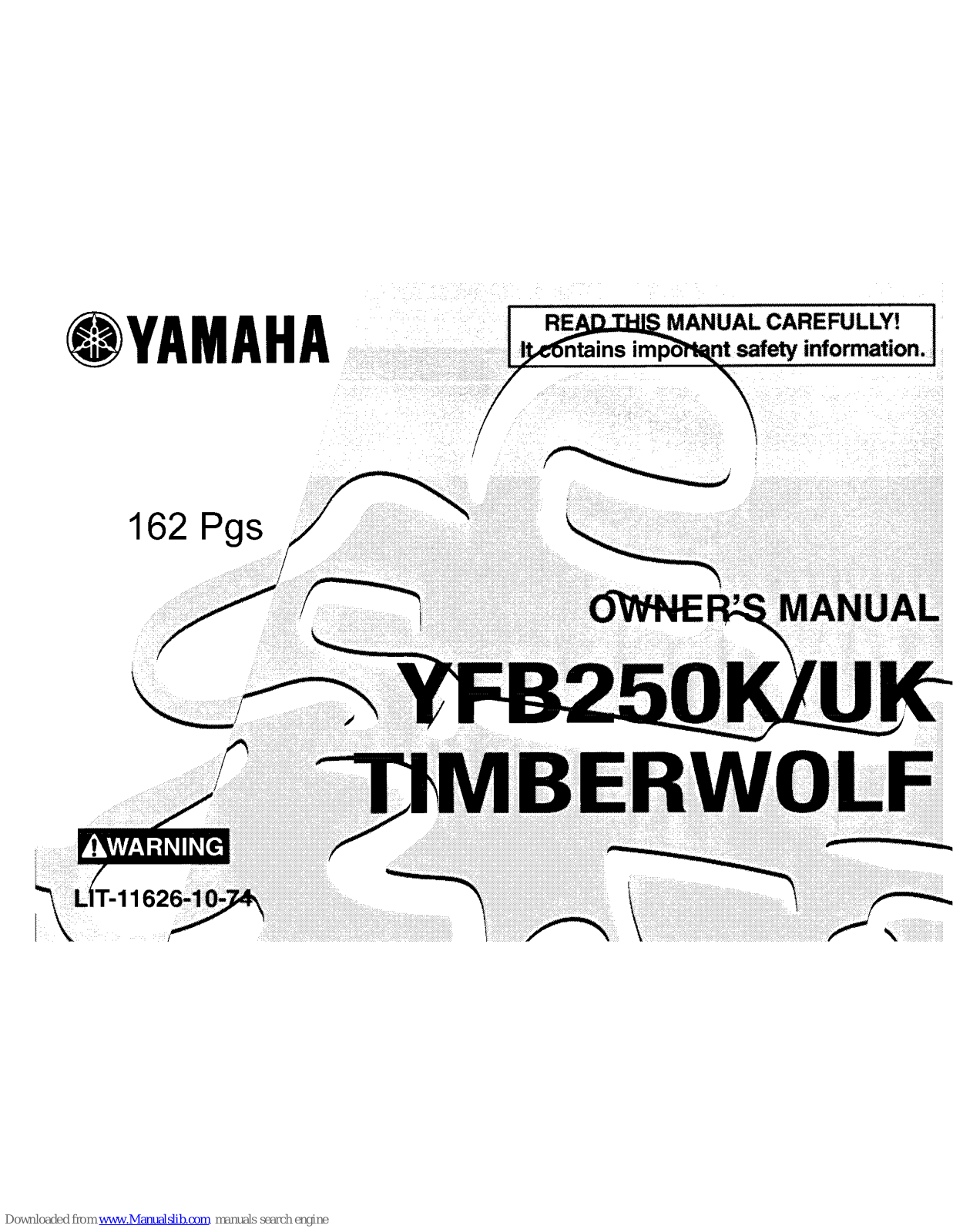 Yamaha YFB250K, YFB250UK, YFB250U Owner's Manual