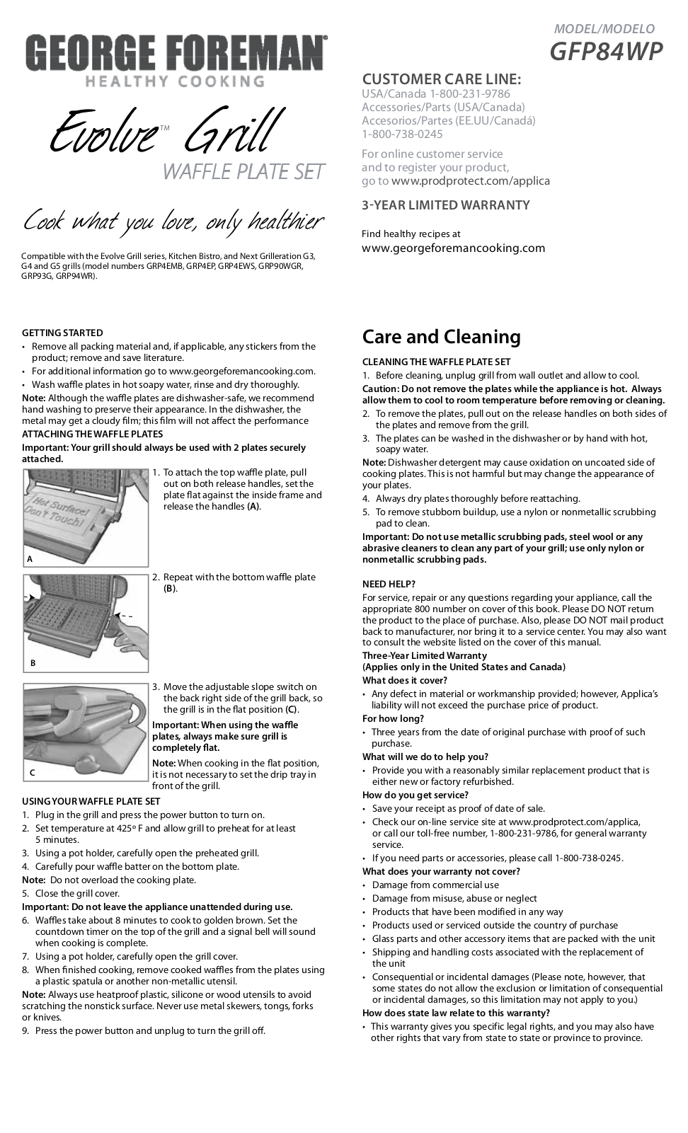 George Foreman GFP84WP Owner's Manual