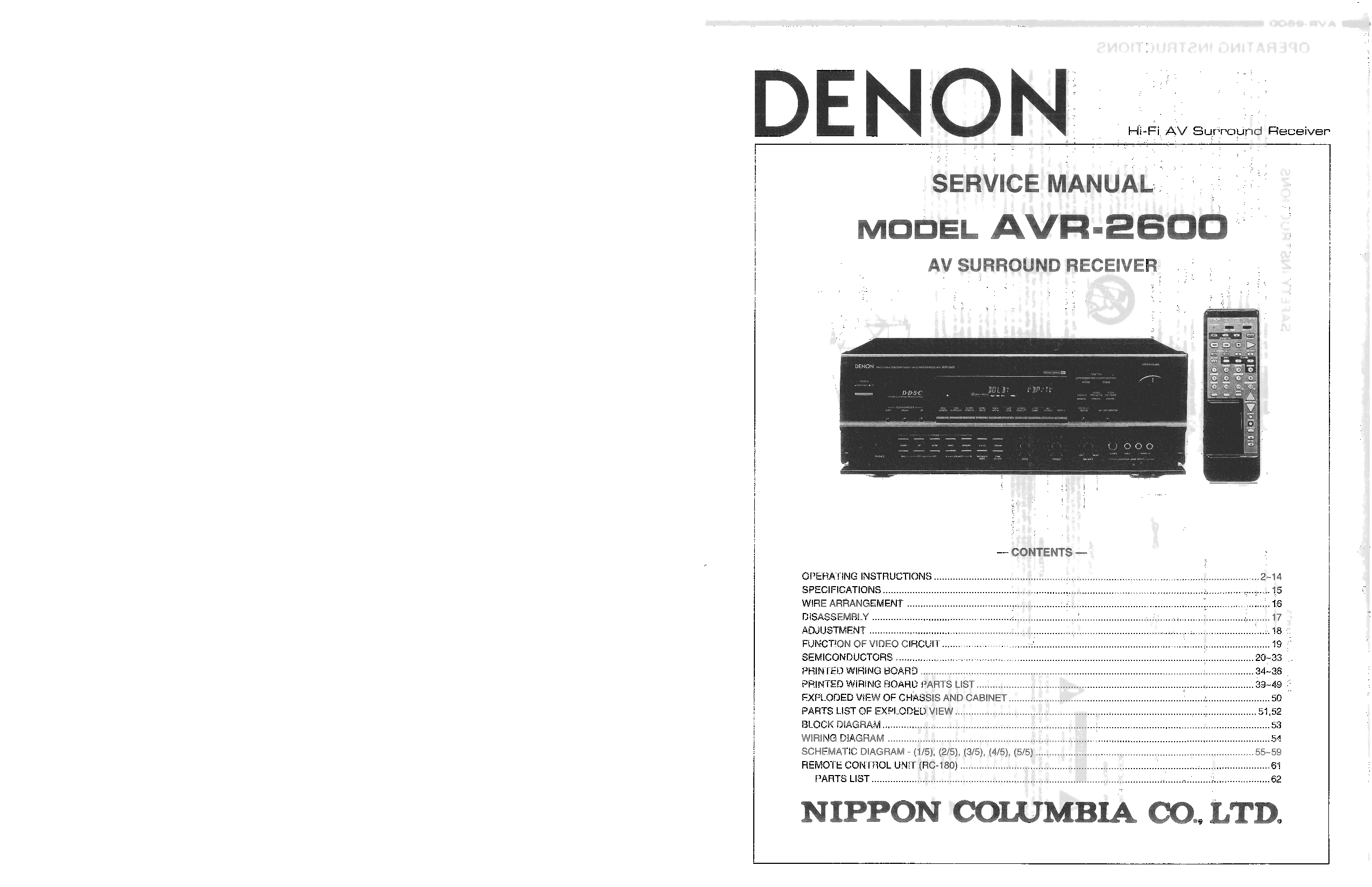 Denon AVR-2600 Service Manual