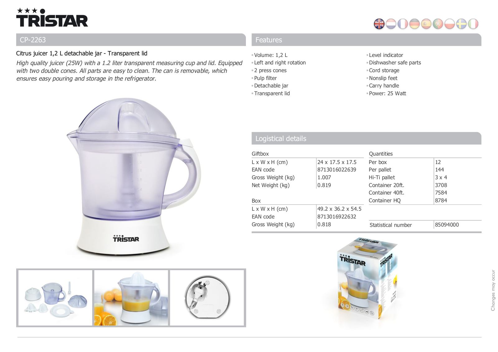 Tristar CP-2263 User Manual