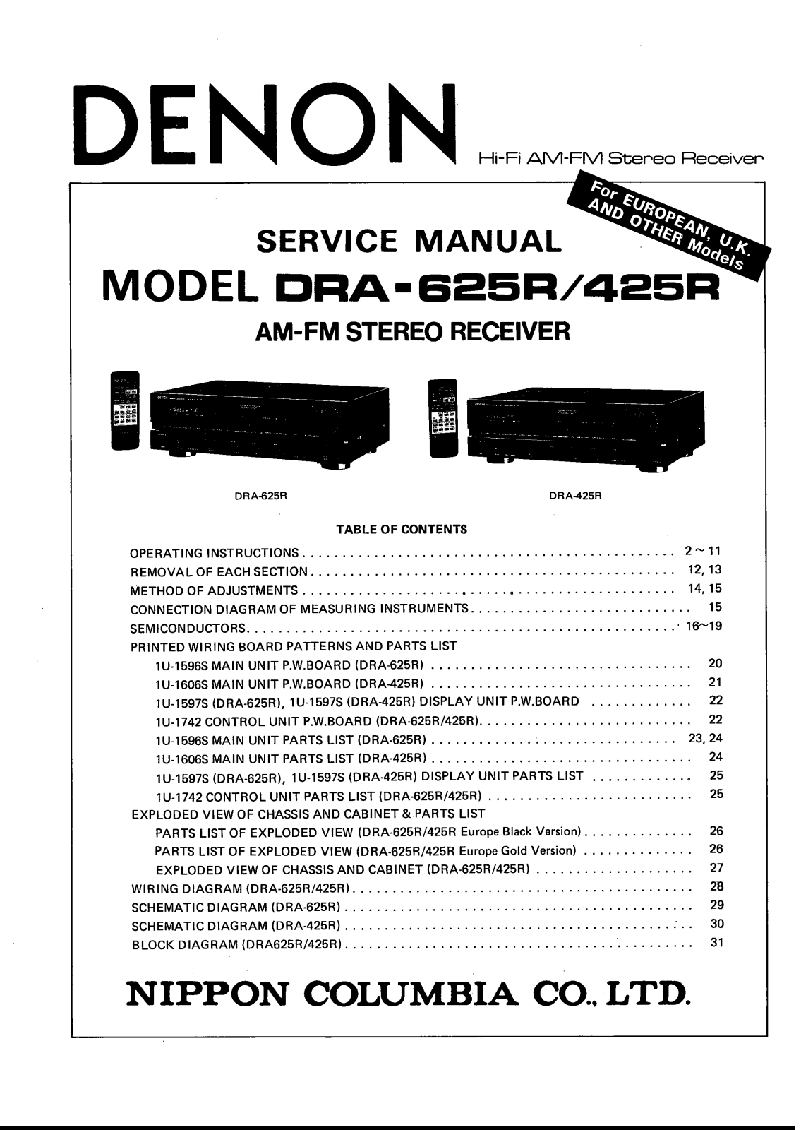 Denon DRA-625R, DRA-425R Service Manual