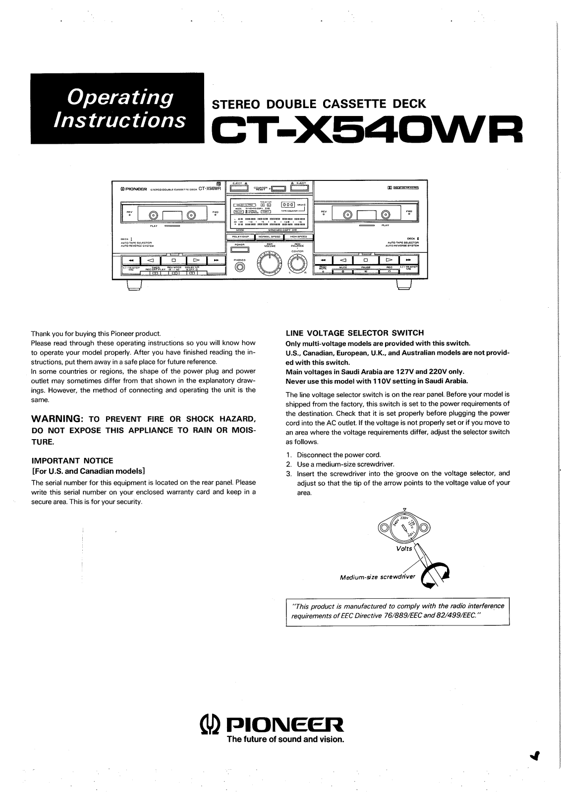 Pioneer CT-X540WR Manual