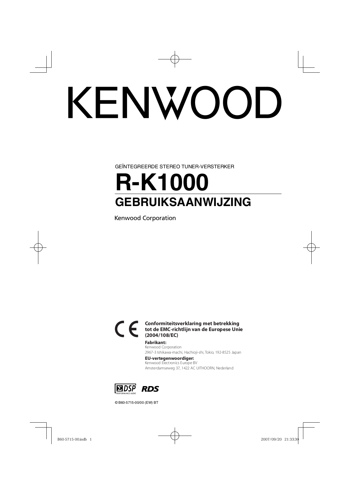 Kenwood R-K1000 User Manual