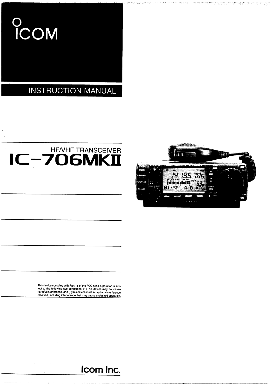 Icom IC-706MKII User Manual