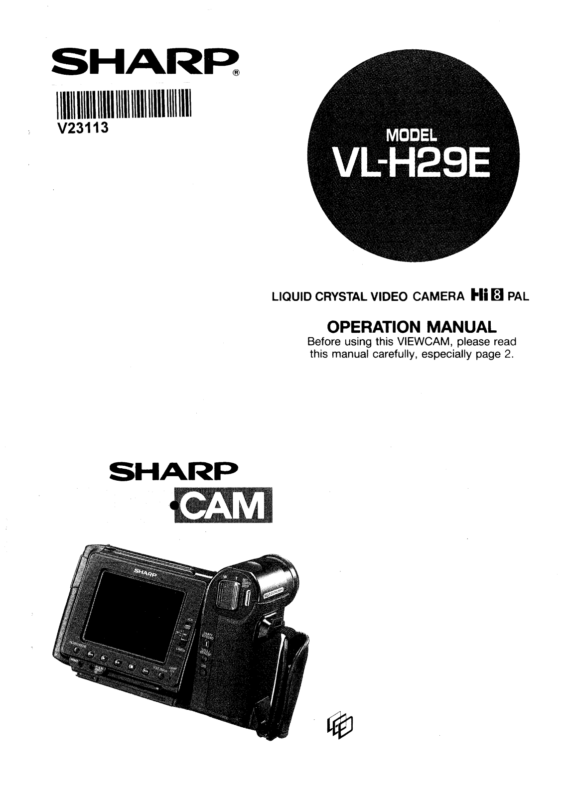 Sharp VL-H29E Operating Instruction