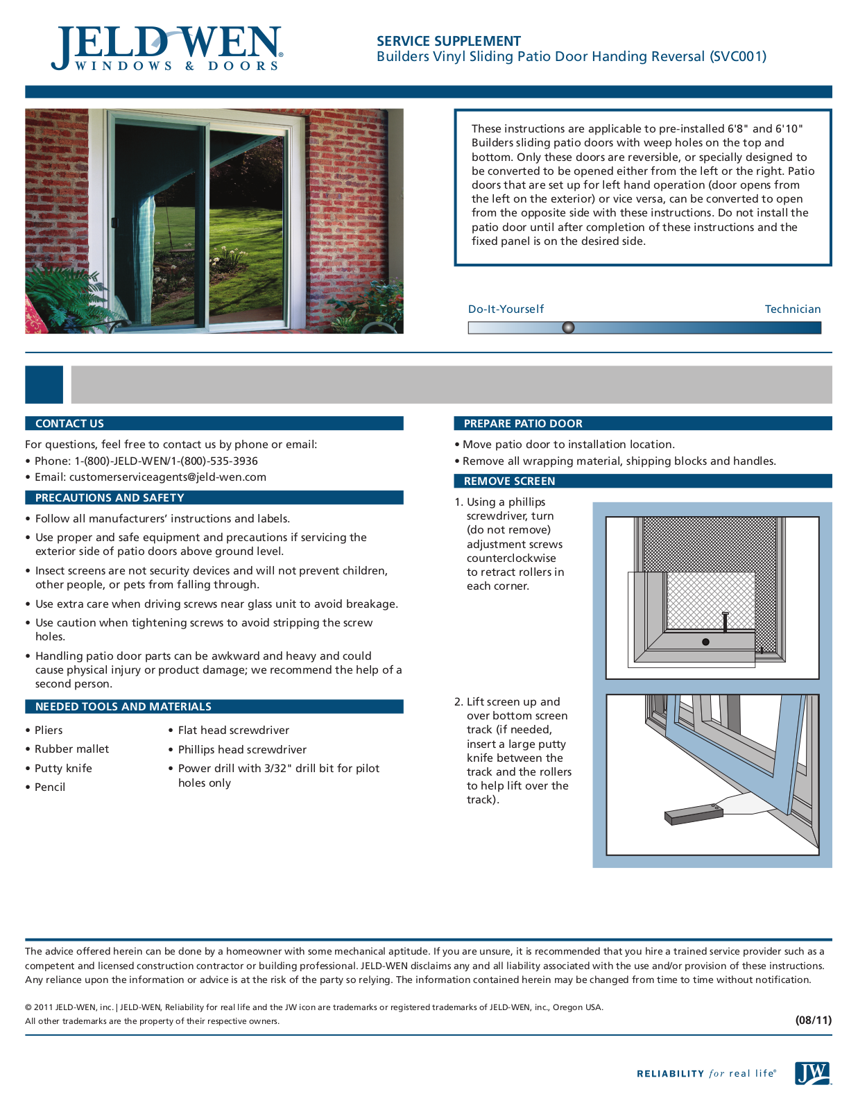 JELD-WEN SVC001 User Manual