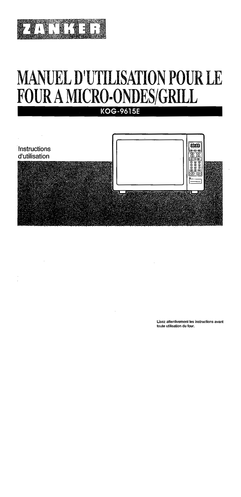 Zanker KOG9615E OPERATING INSTRUCTIONS