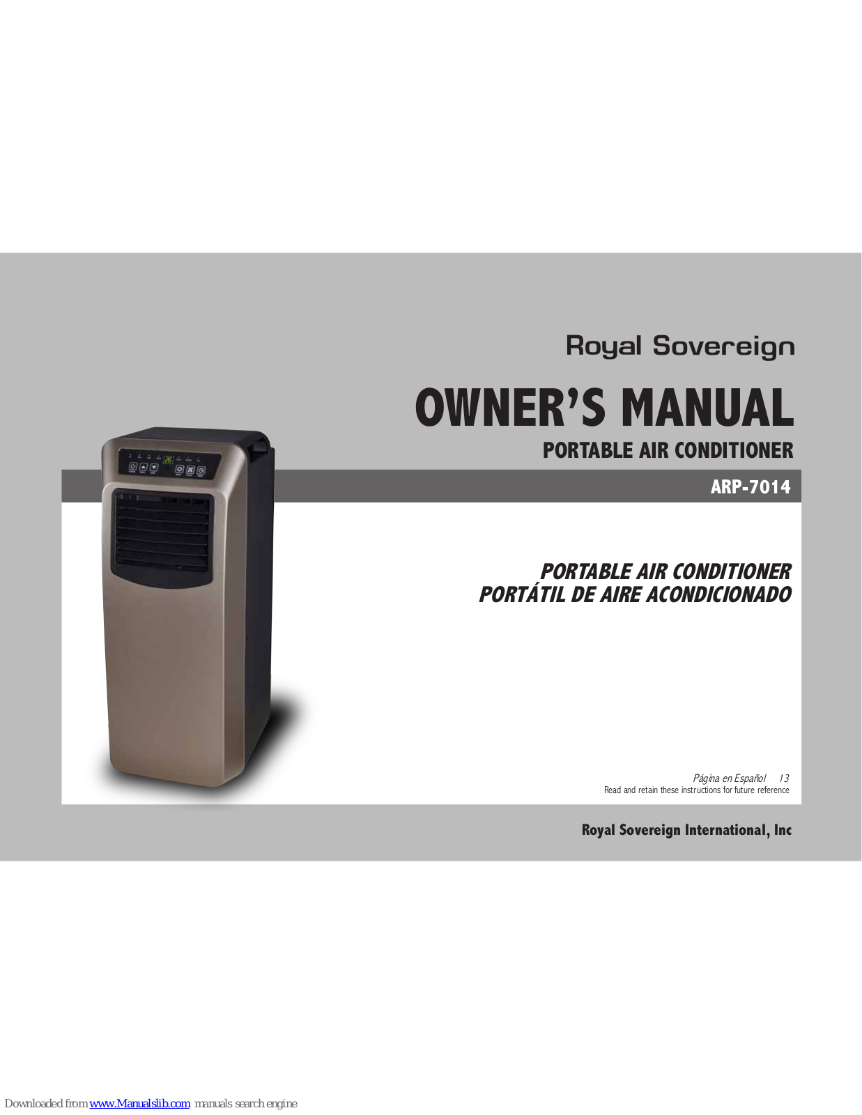 Royal Sovereign ARP-7014, ARP-7120, ARP-7120H, ARP-5008, ARP-5010 Owner's Manual