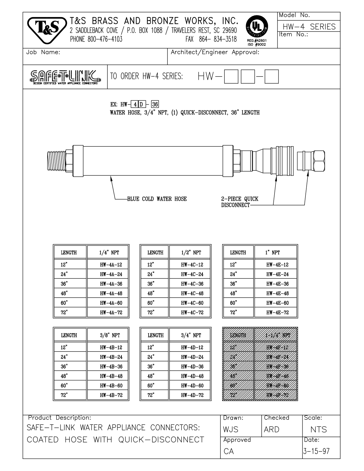 T&S Brass HW-4E-12 User Manual