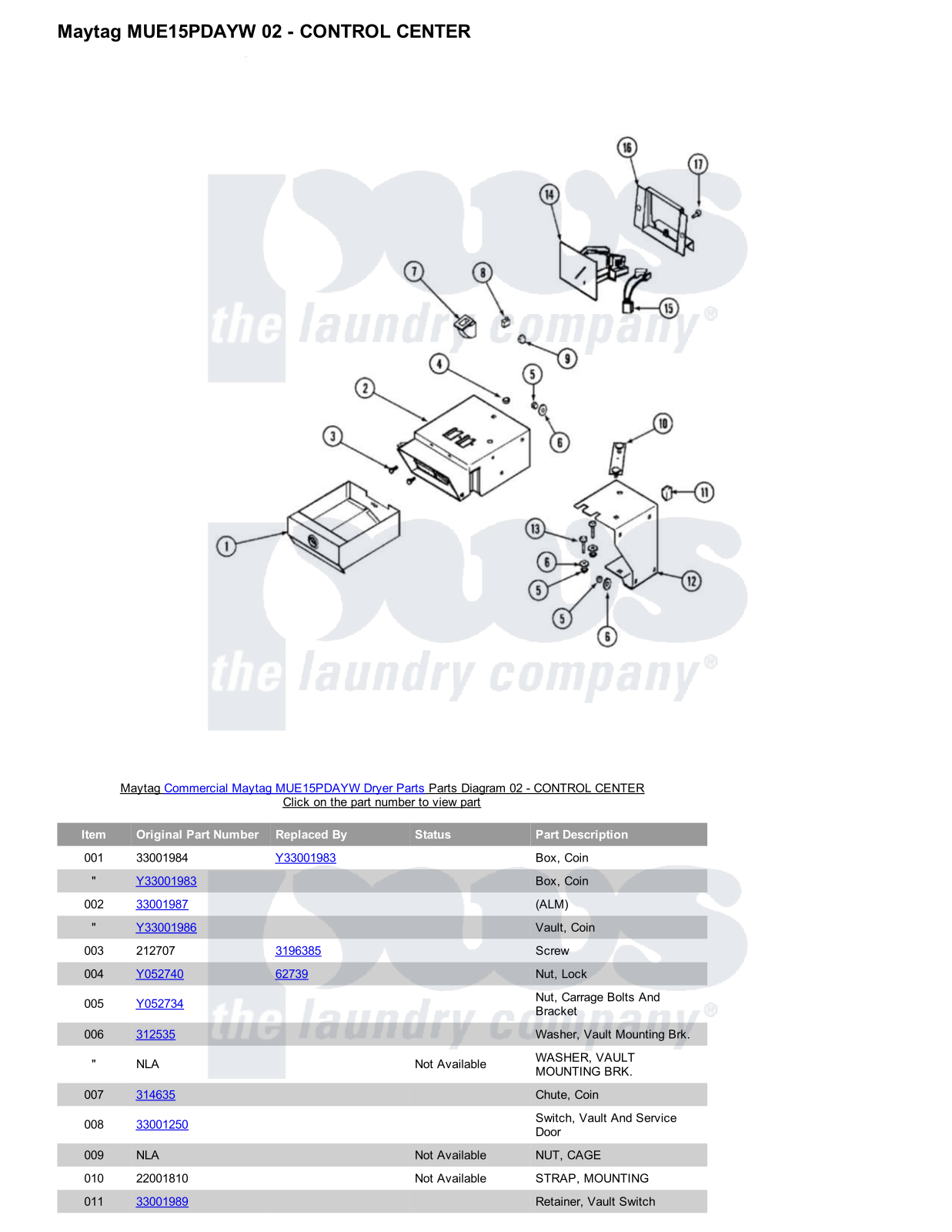 Maytag MUE15PDAYW Parts Diagram