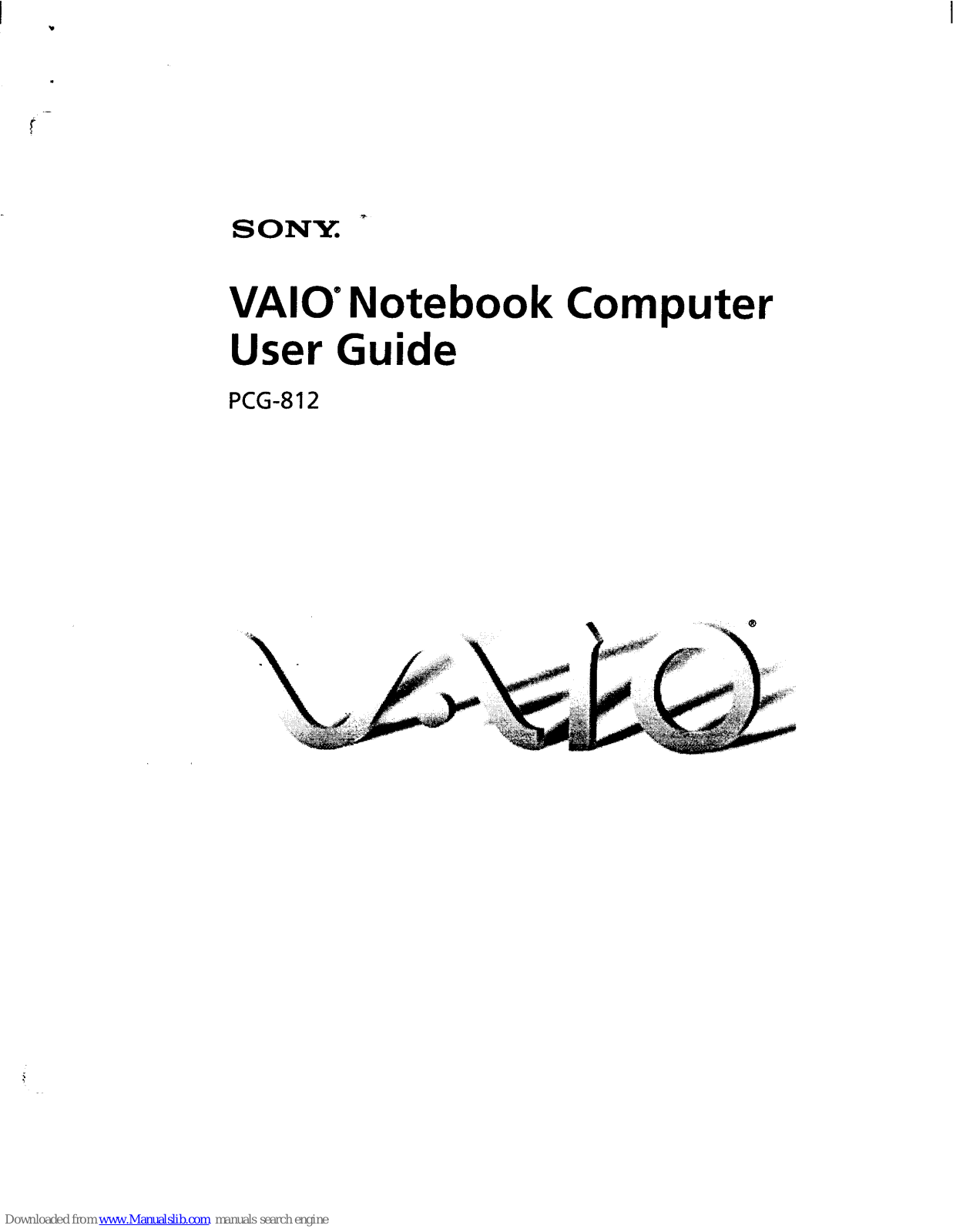 Sony PCG-812 Primary User Manual