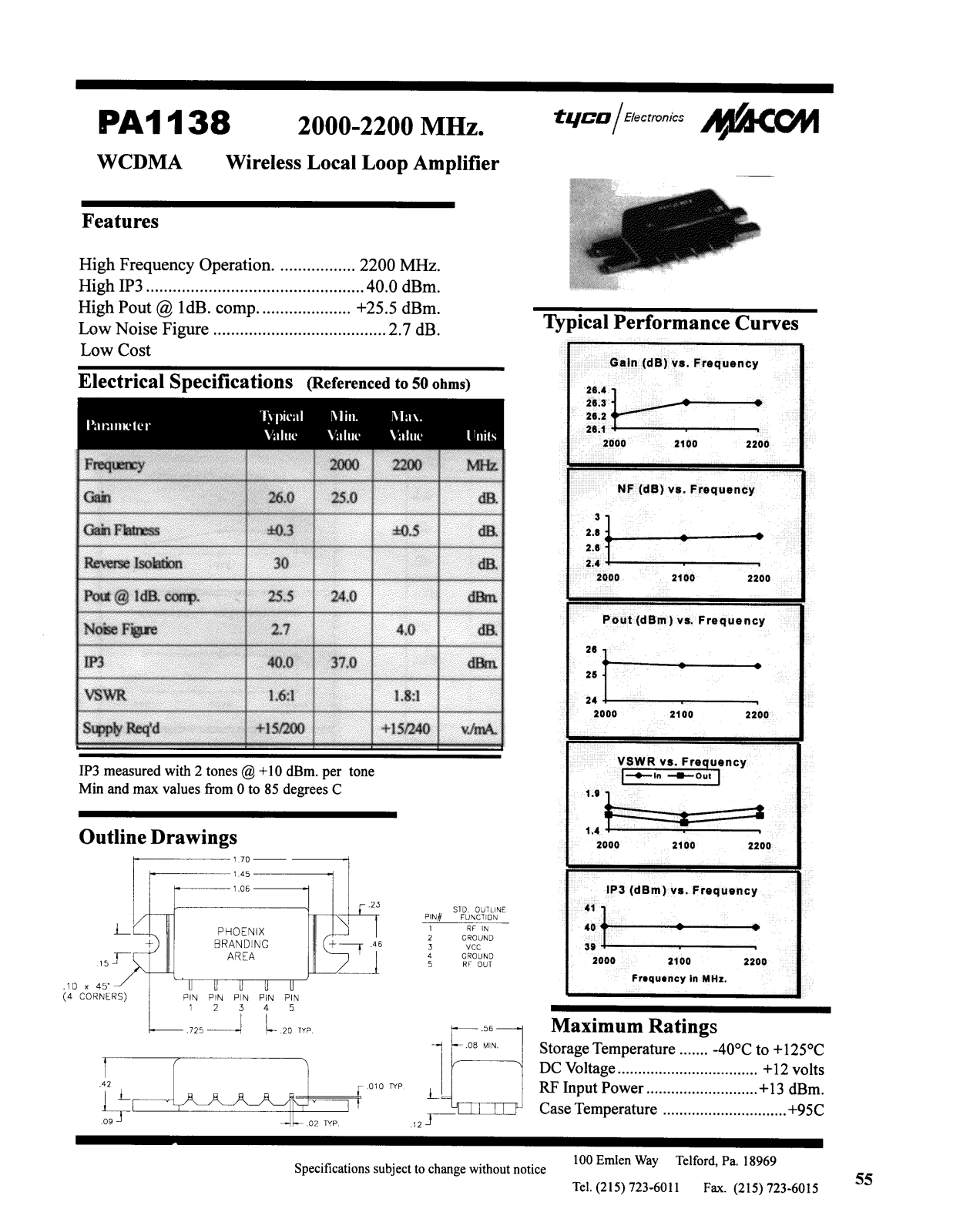 M A COM PA1138 Datasheet