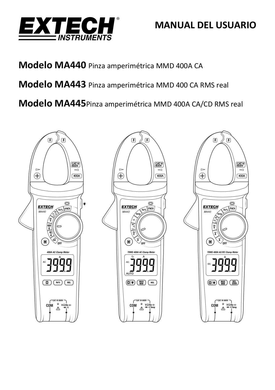 Extech MA440, MA445, MA443 User guide