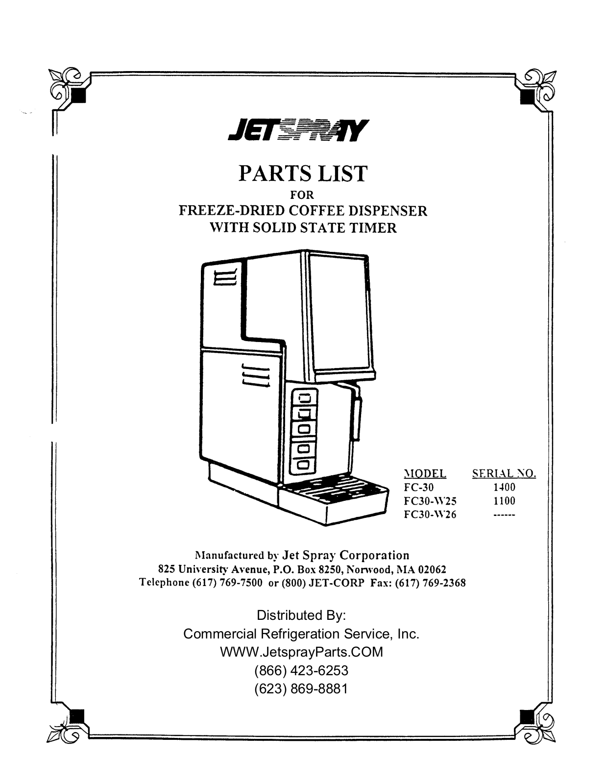 Jet Spray FC-30 Parts List