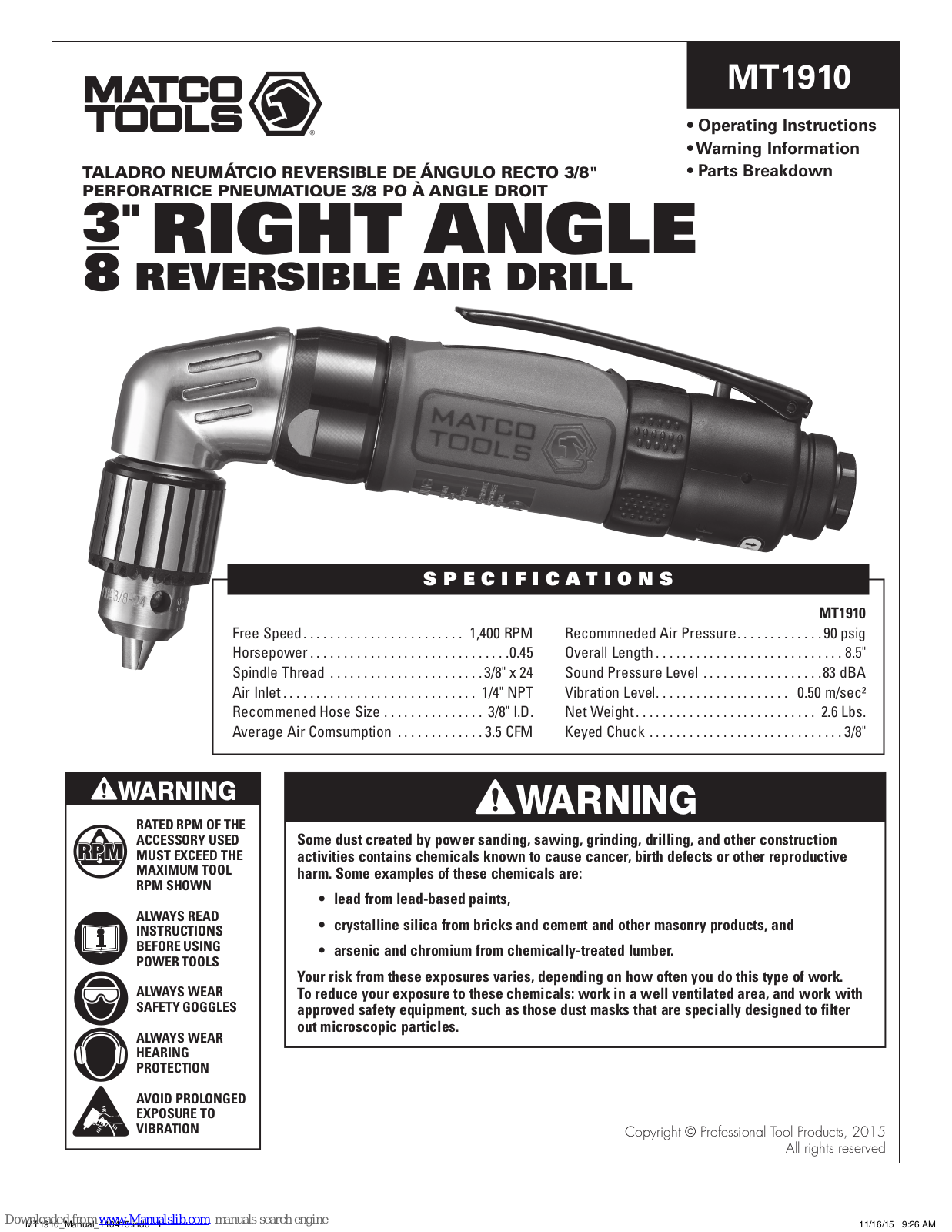 Matco Tools MT1910 Instruction Manual - ManualMachine.com