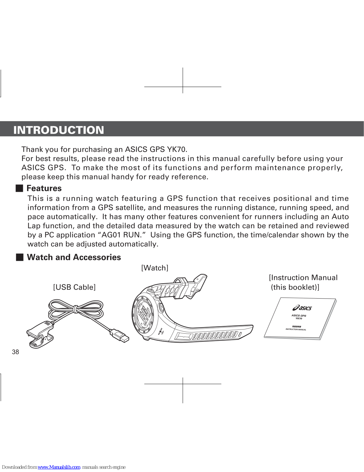 ASICS YK70 User Manual