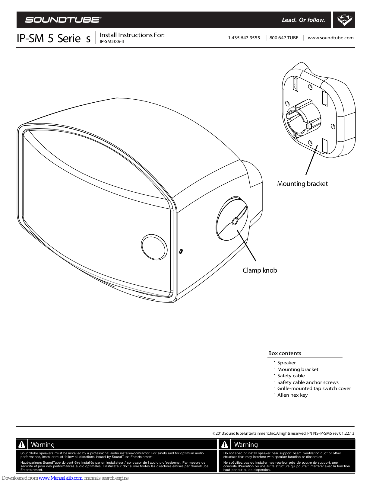 SoundTube IP-SM500i-II Install Instructions Manual