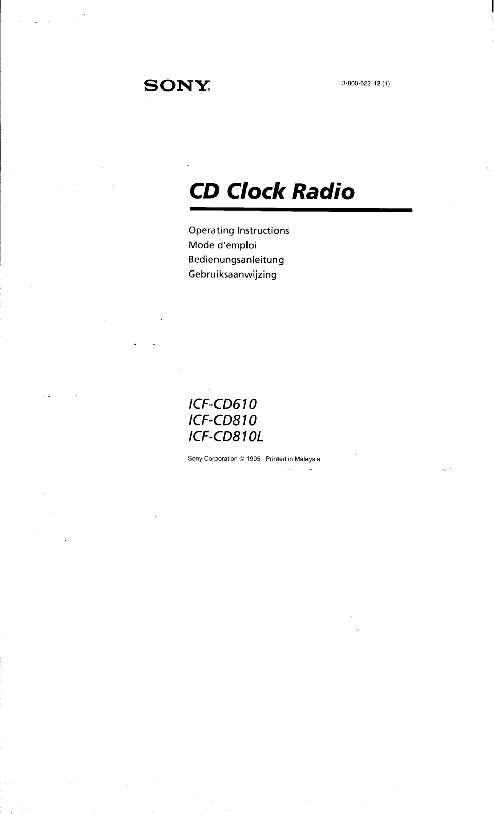 Sony ICF-CD610 Operating Instructions