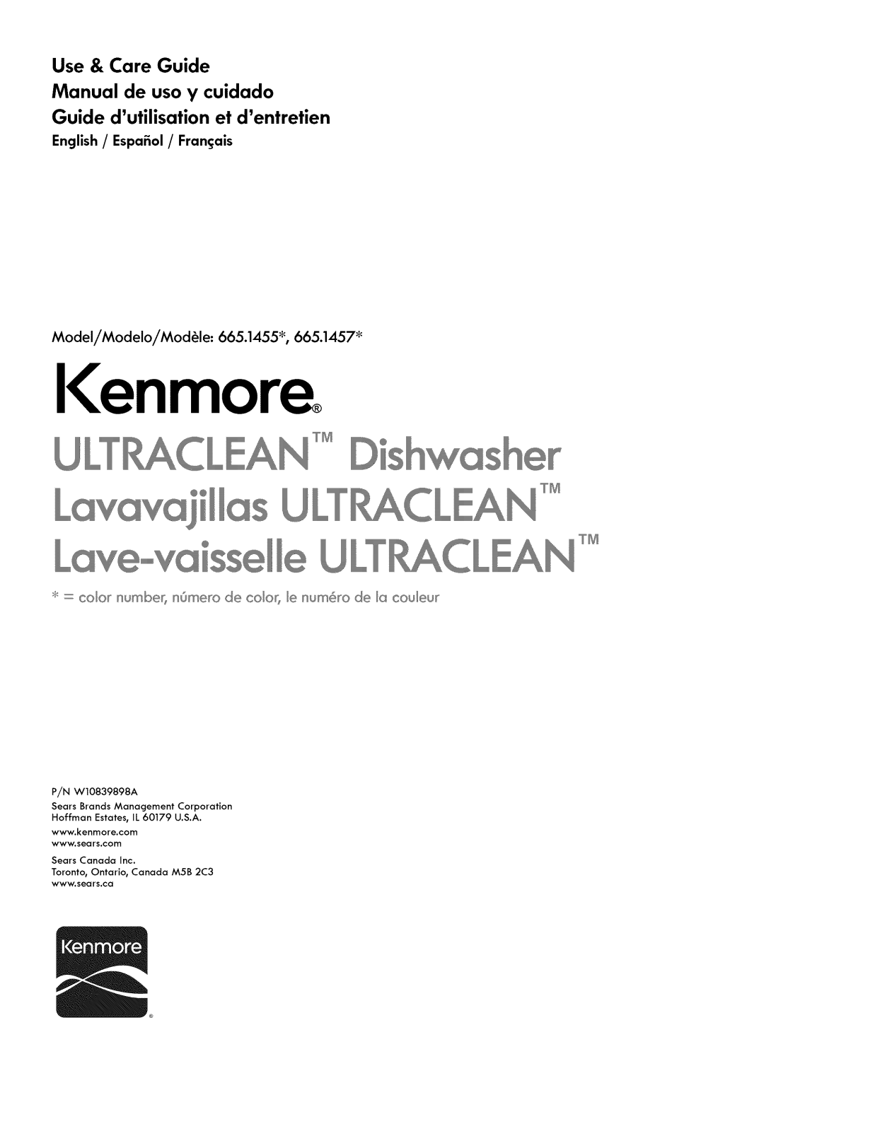 Kenmore 66514579N612, 66514579N611, 66514579N610, 66514573N612, 66514573N611 Owner’s Manual