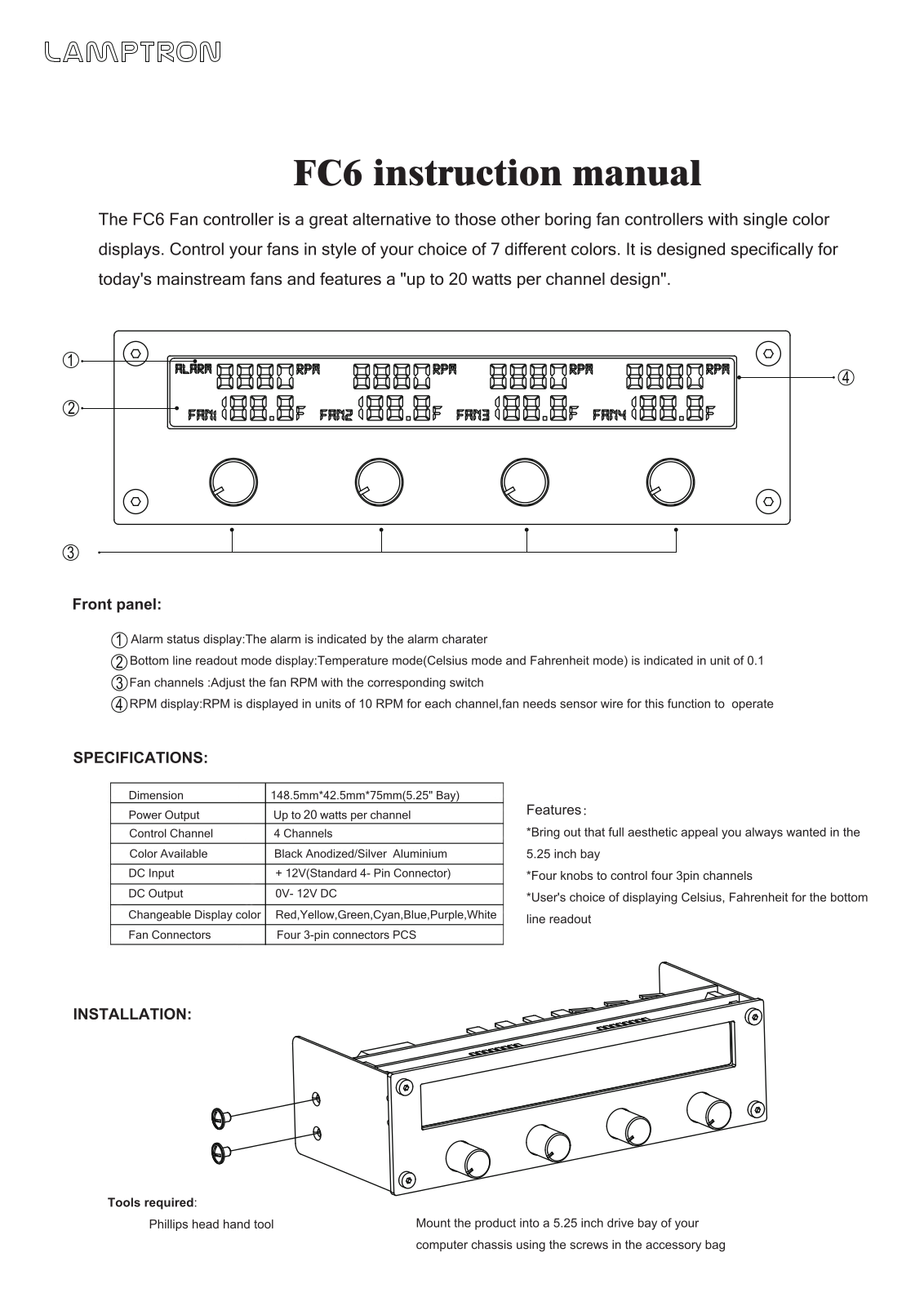 Lamptron FC6 operation manual