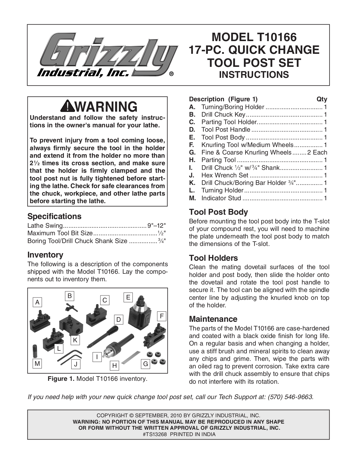 Grizzly T10166 User guide