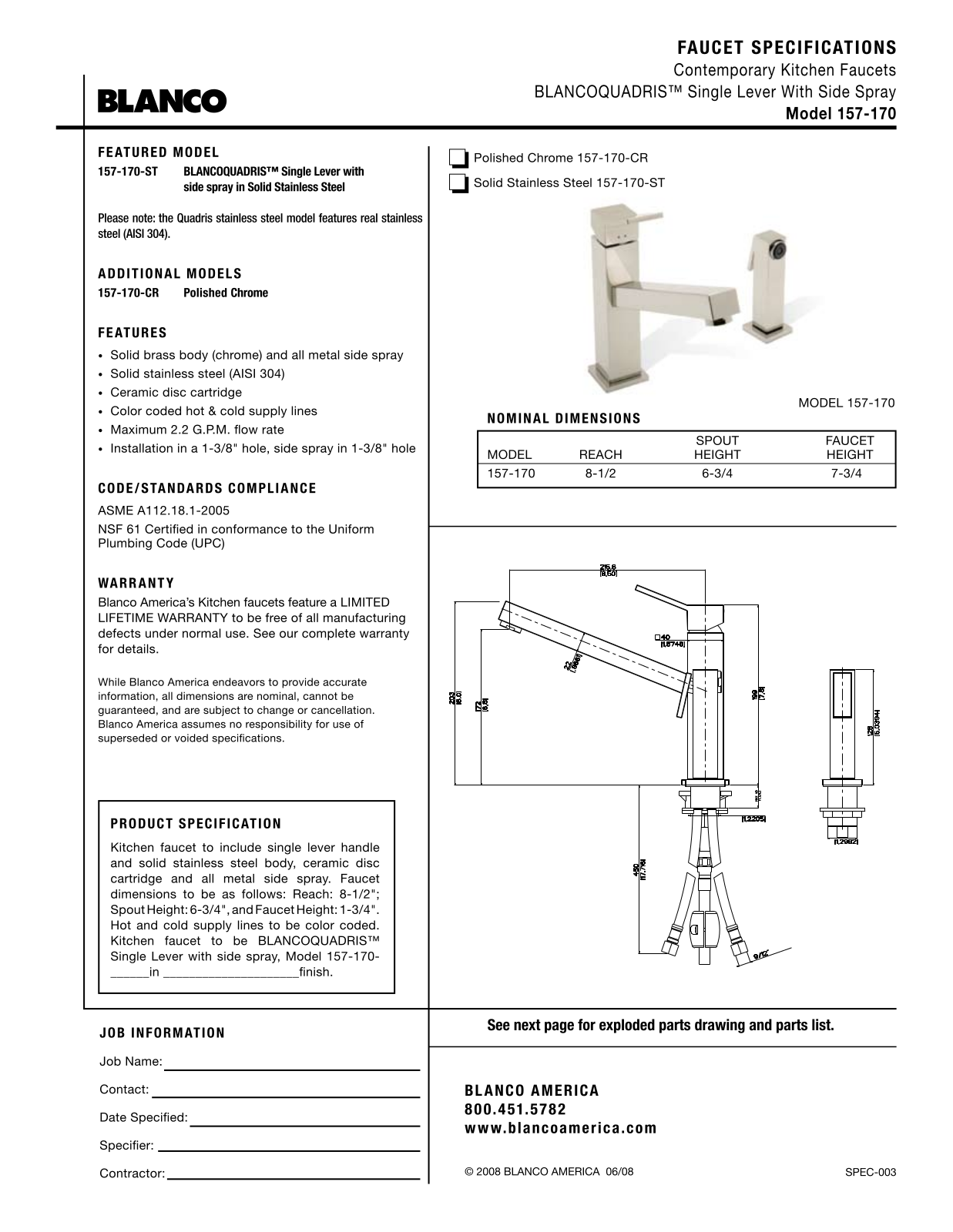 Blanco 157-170 User Manual