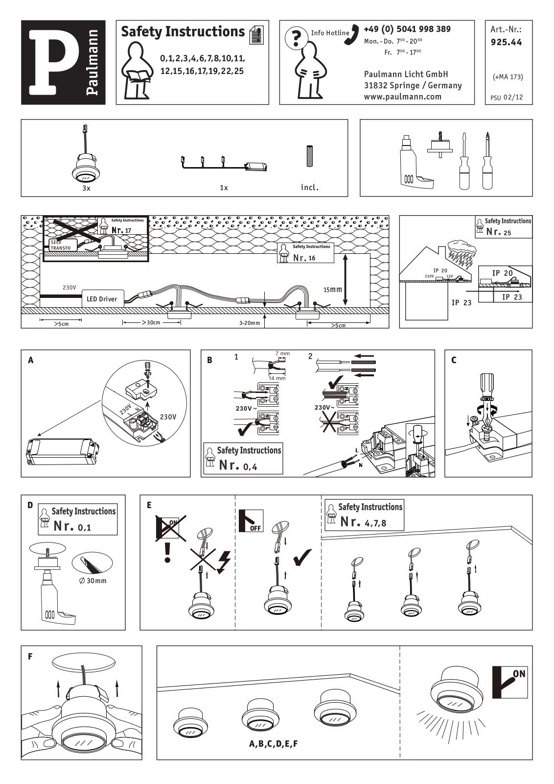 Paulmann 92544 Safety instructions - ManualMachine.com